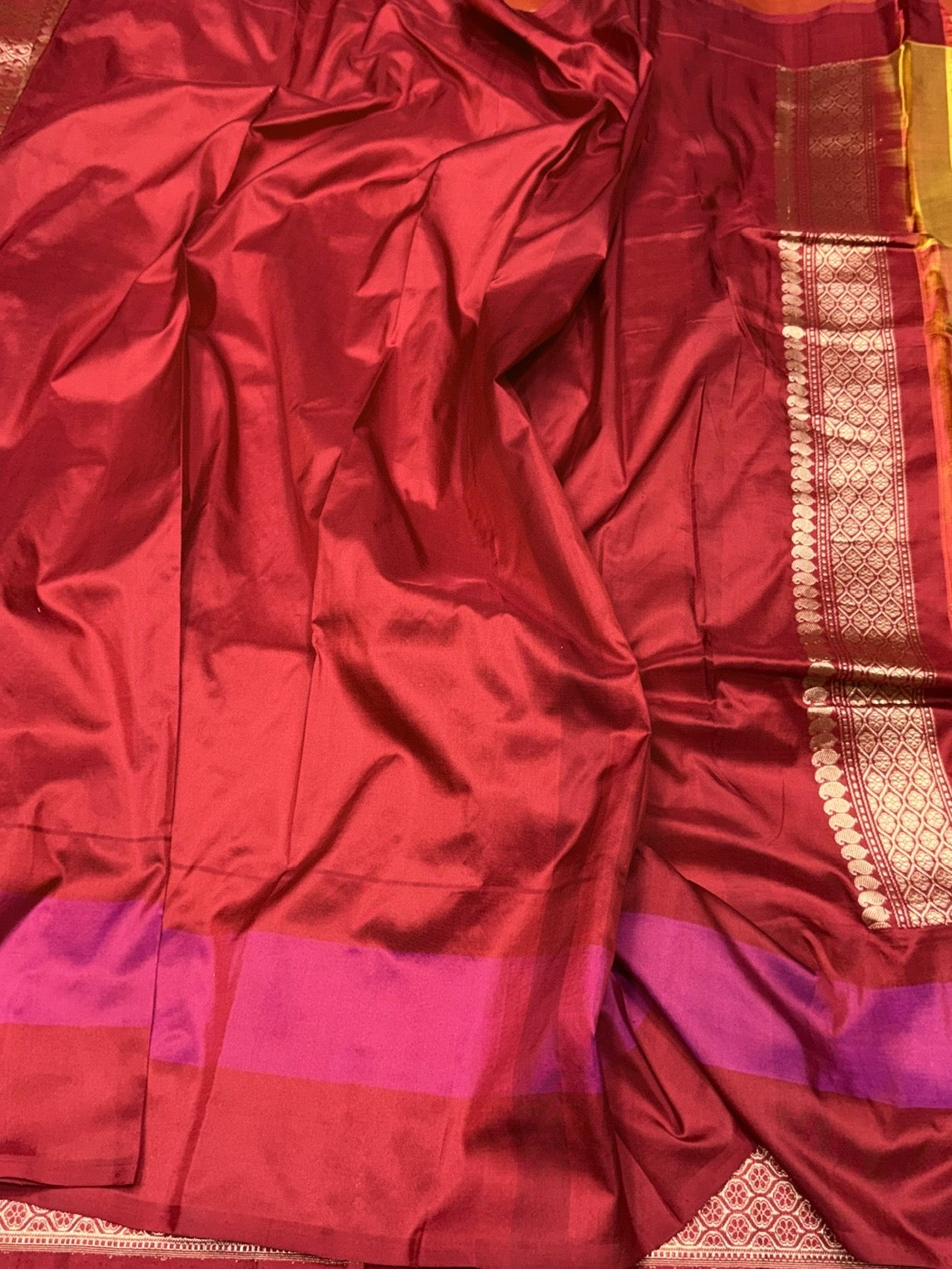 Yellow / Red Handwoven Pure Banarasi Ektara Silk Saree