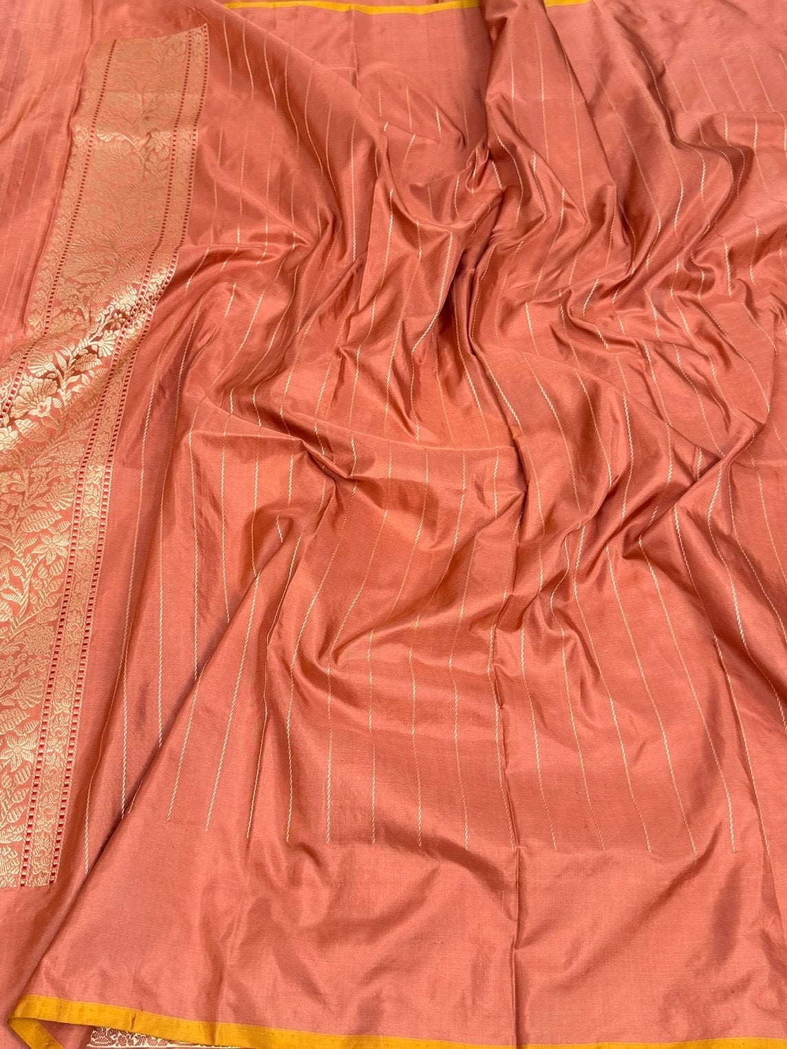Peach Handwoven Banarasi Pure Katan Silk Saree