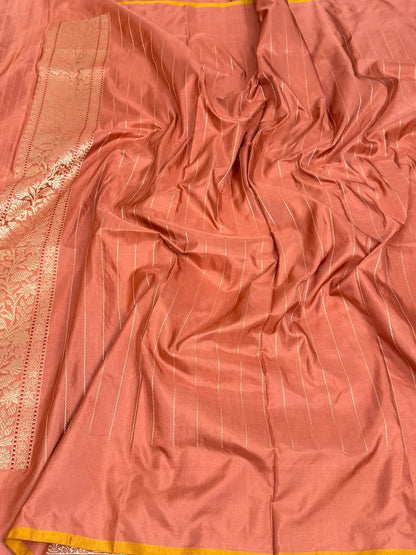 Peach Handwoven Banarasi Pure Katan Silk Saree