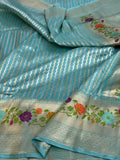 Powder Blue Handwoven Pure Banarasi Silk Saree