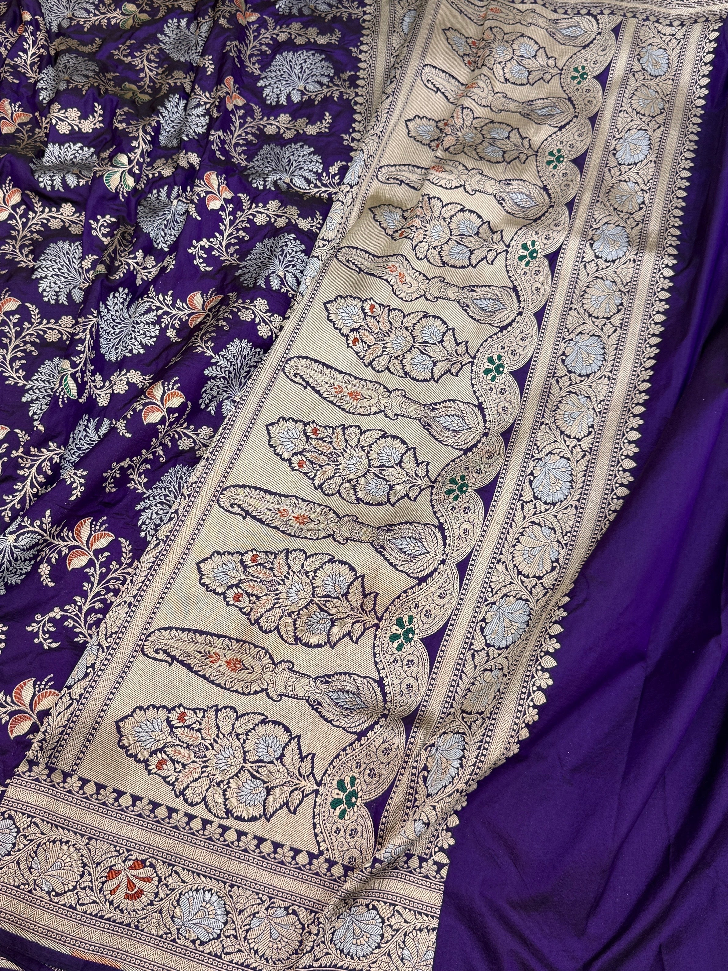 Banarasi Minakari Pure Katan Silk Saree | Pure Silk | Minakari Work | Cutwork Technique | Banarasi Katan Silk Saree