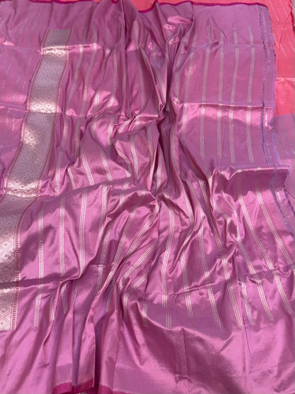 Pink Handwoven Banarasi Pure Katan Silk Saree