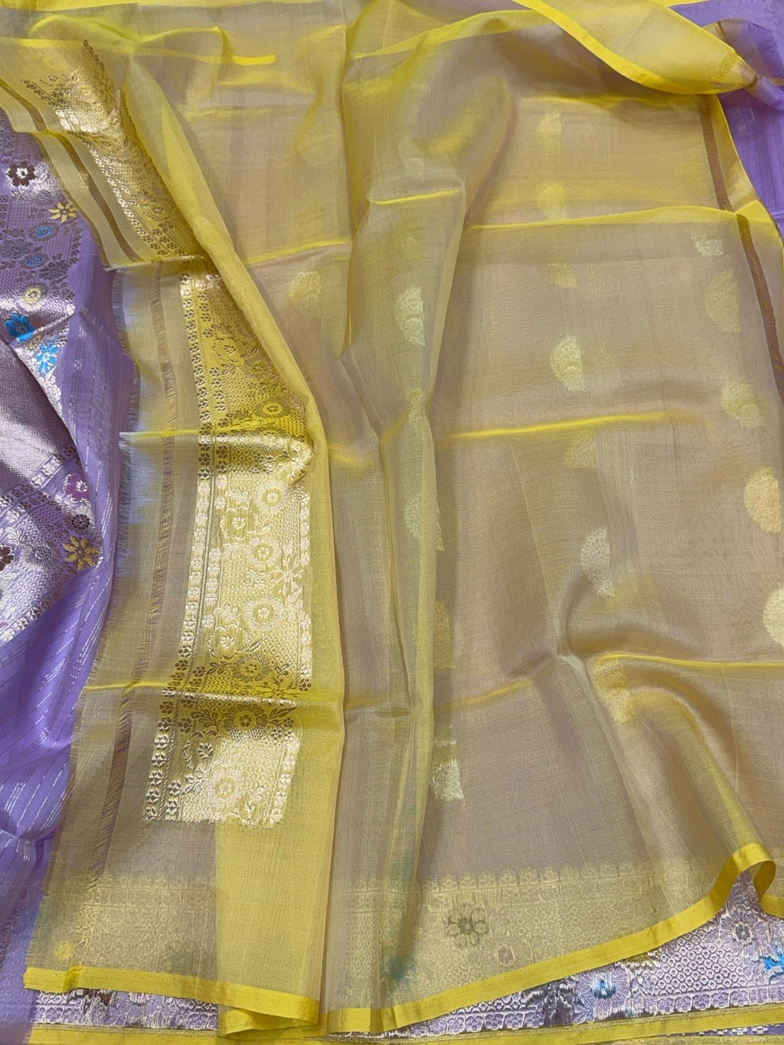 Lavender Handwoven Pure Organza Silk Saree