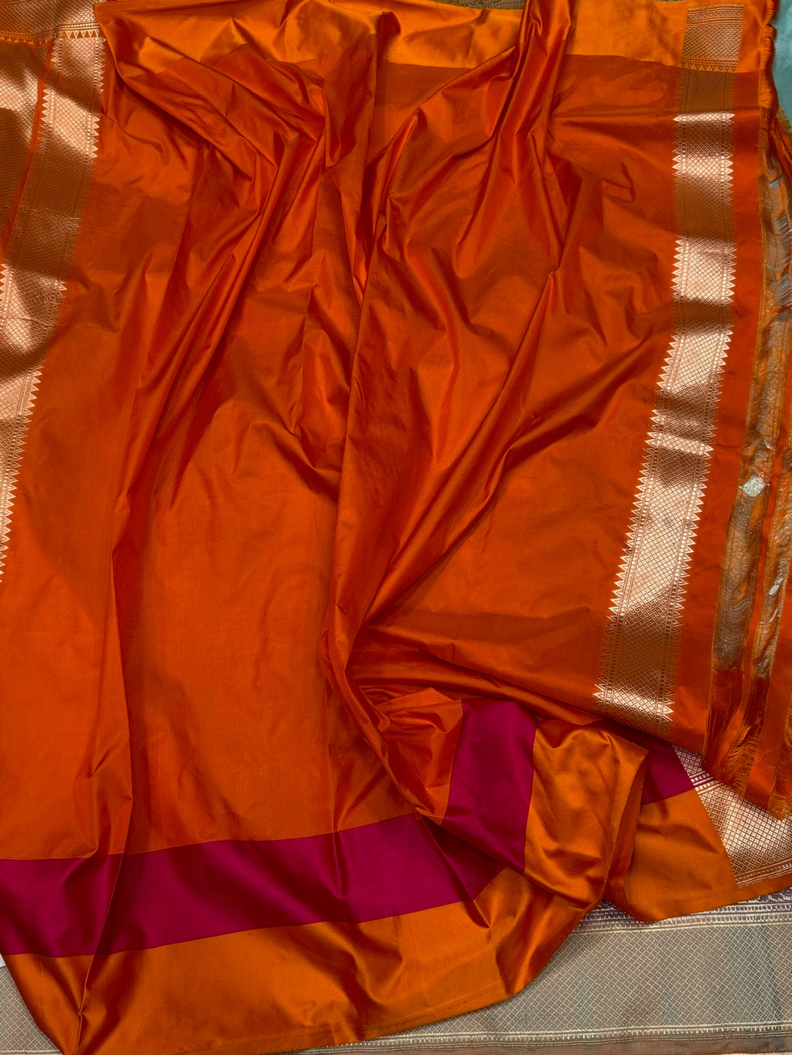 Sea Blue Handwoven Banarasi Pure Silk Brocade Saree