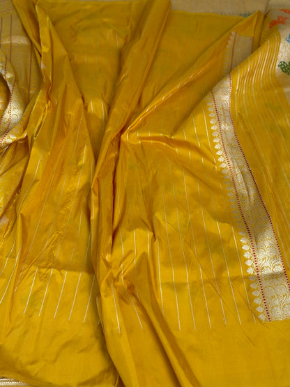Yellow Handwoven Banarasi Pure Katan Silk Brocade Saree