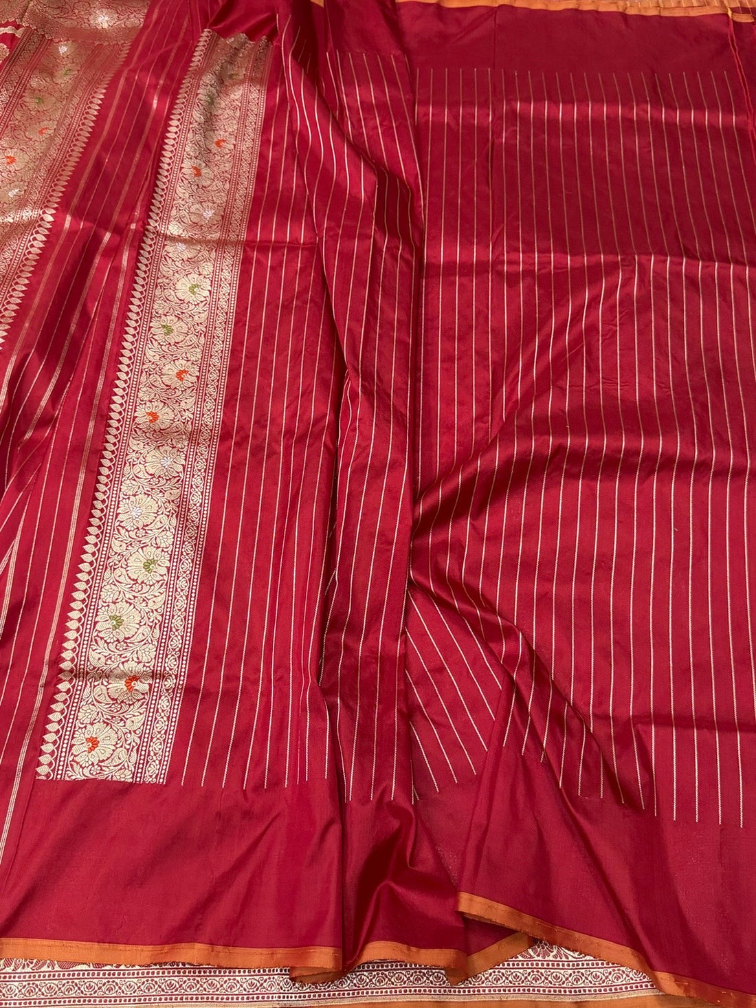 Red Handwoven Pure Banarasi Rangkaat Silk Saree