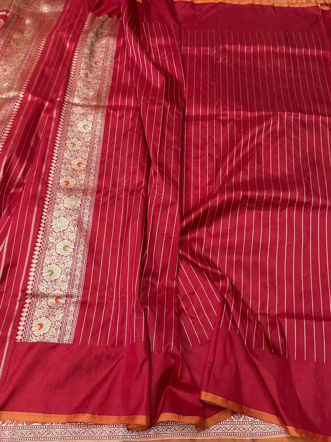 Red Handwoven Pure Banarasi Rangkaat Silk Saree