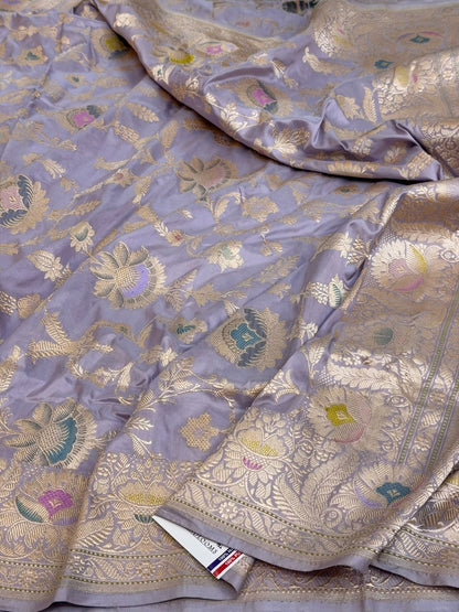 Lavender Handwoven Pure Banarasi Silk Saree