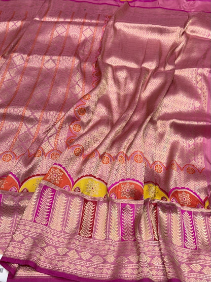 Baby Pink Handwoven Pure Banarasi Silk Saree