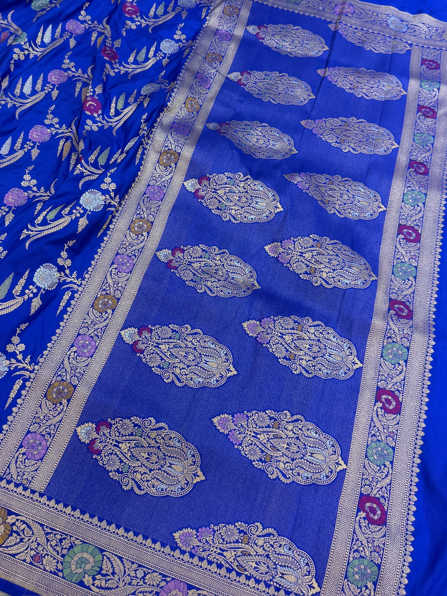 Royal Blue Banarasi Minakari Pure Silk Saree