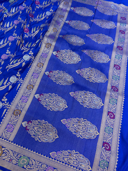 Royal Blue Banarasi Minakari Pure Silk Saree