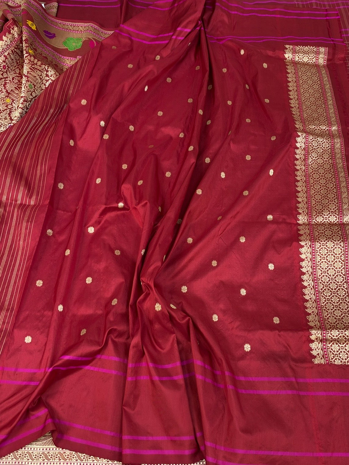 Maroon Handwoven Banarasi Pure Katan Silk  Saree
