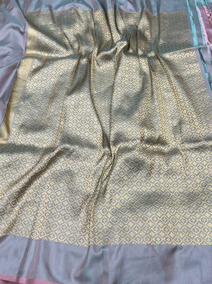 Gajiri Pink Handwoven Pure Banarasi Ektara Silk Saree