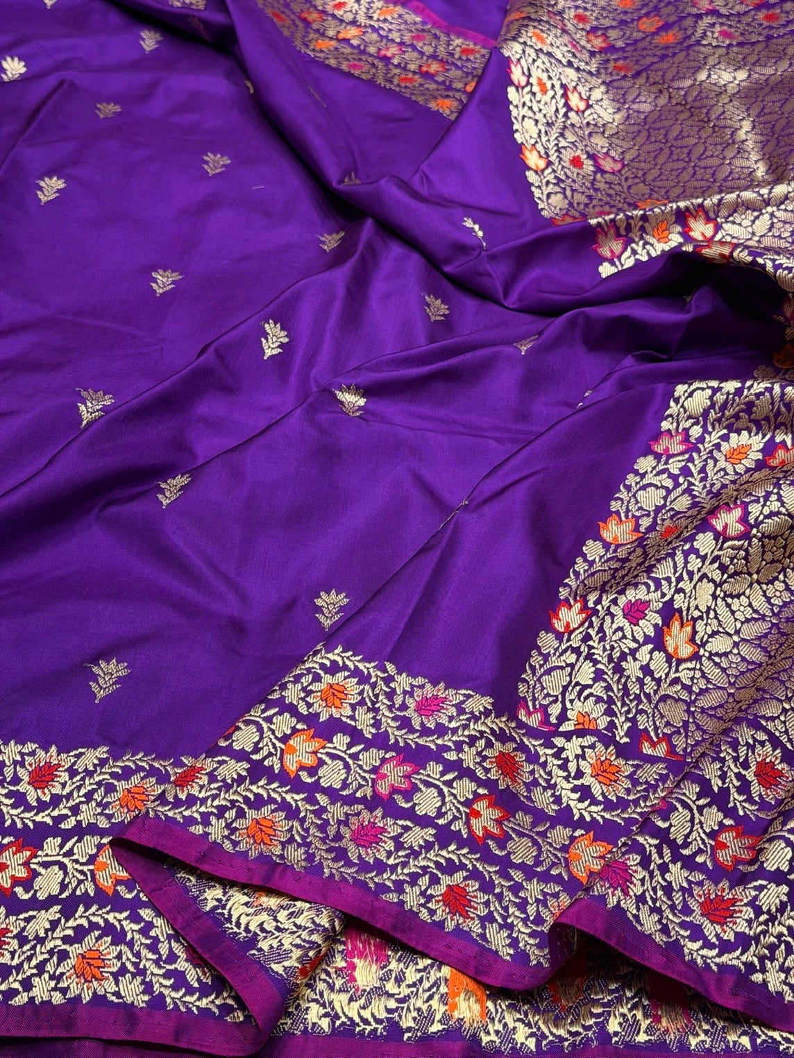 Purple Handwoven Pure Banarasi Ektara Silk Saree