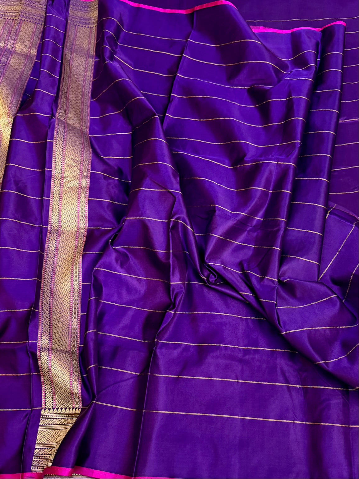 Purple Handwoven Pure Banarasi Satin Silk Saree
