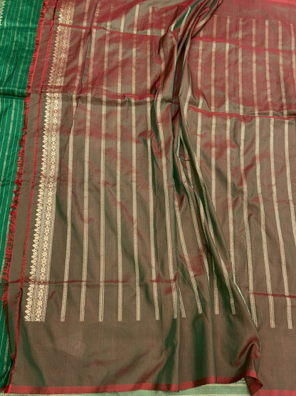 Bottle Green Handwoven Pure Banarasi Silk Saree