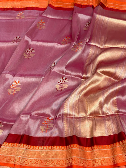 Magenta Handwoven Banarasi Pure Tissue Saree