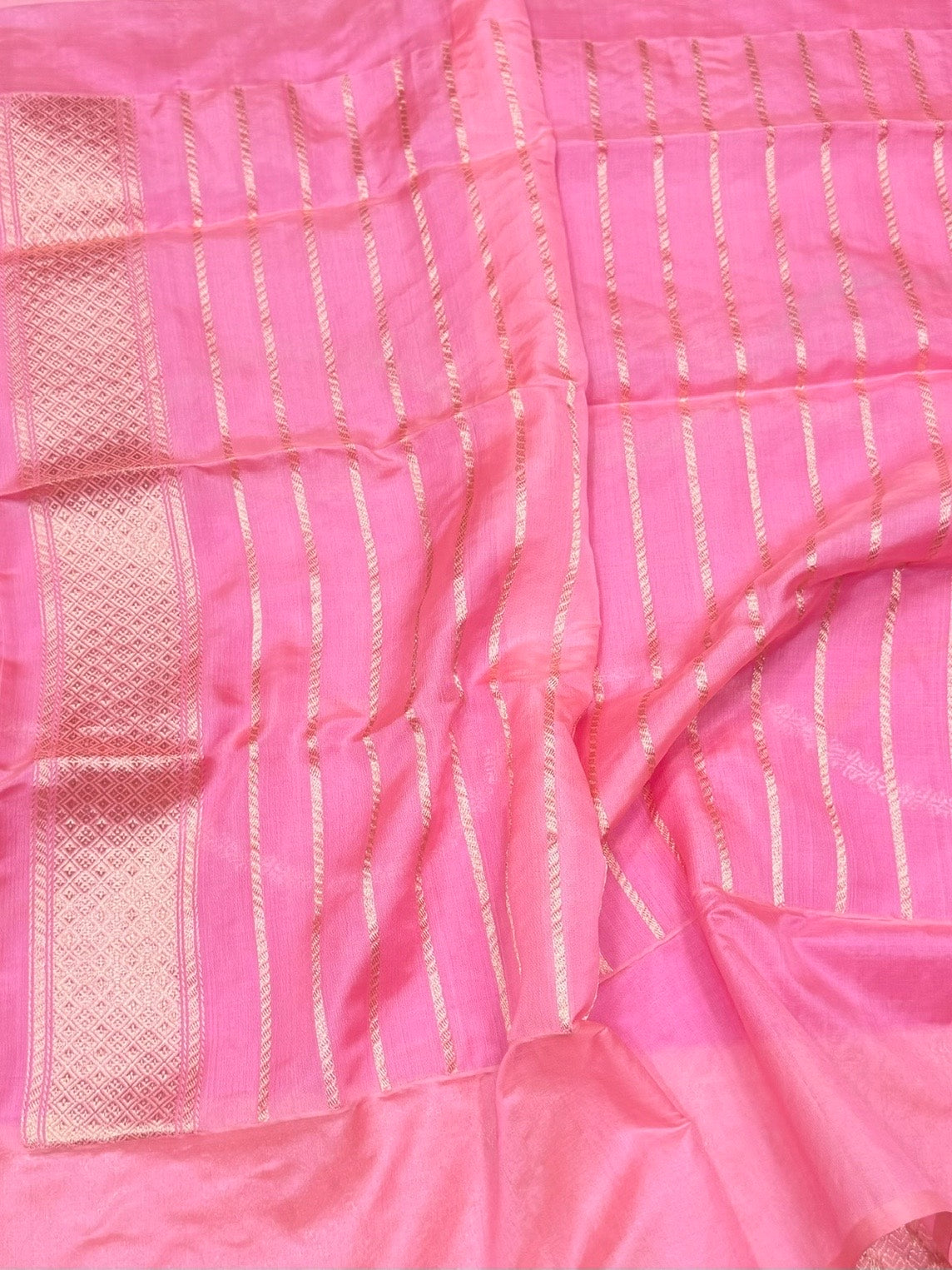Rani Pink Handwoven Pure Banarasi Ektara Silk Saree