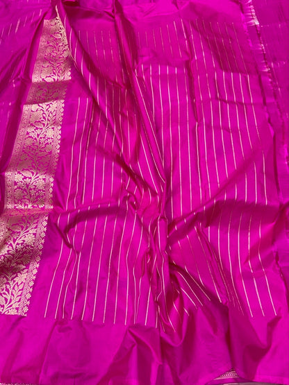 Rani Pink Handwoven Pure Banarasi Silk Saree