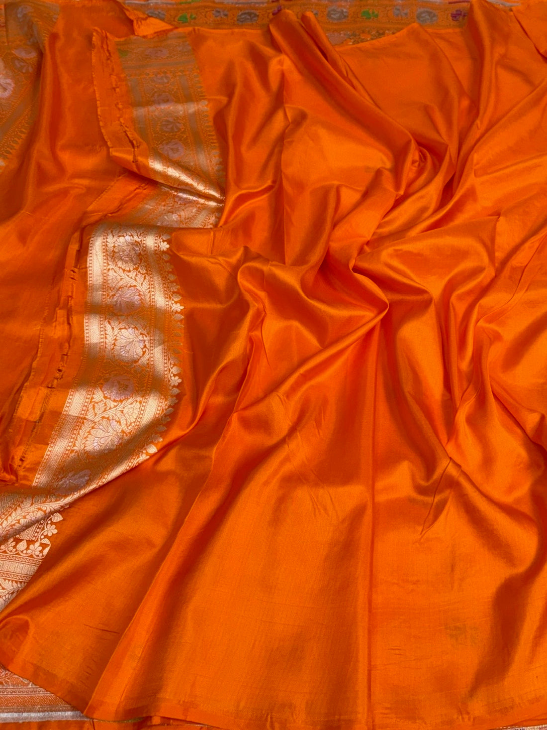 Orange Minakari Banarasi Pure Katan Silk Saree