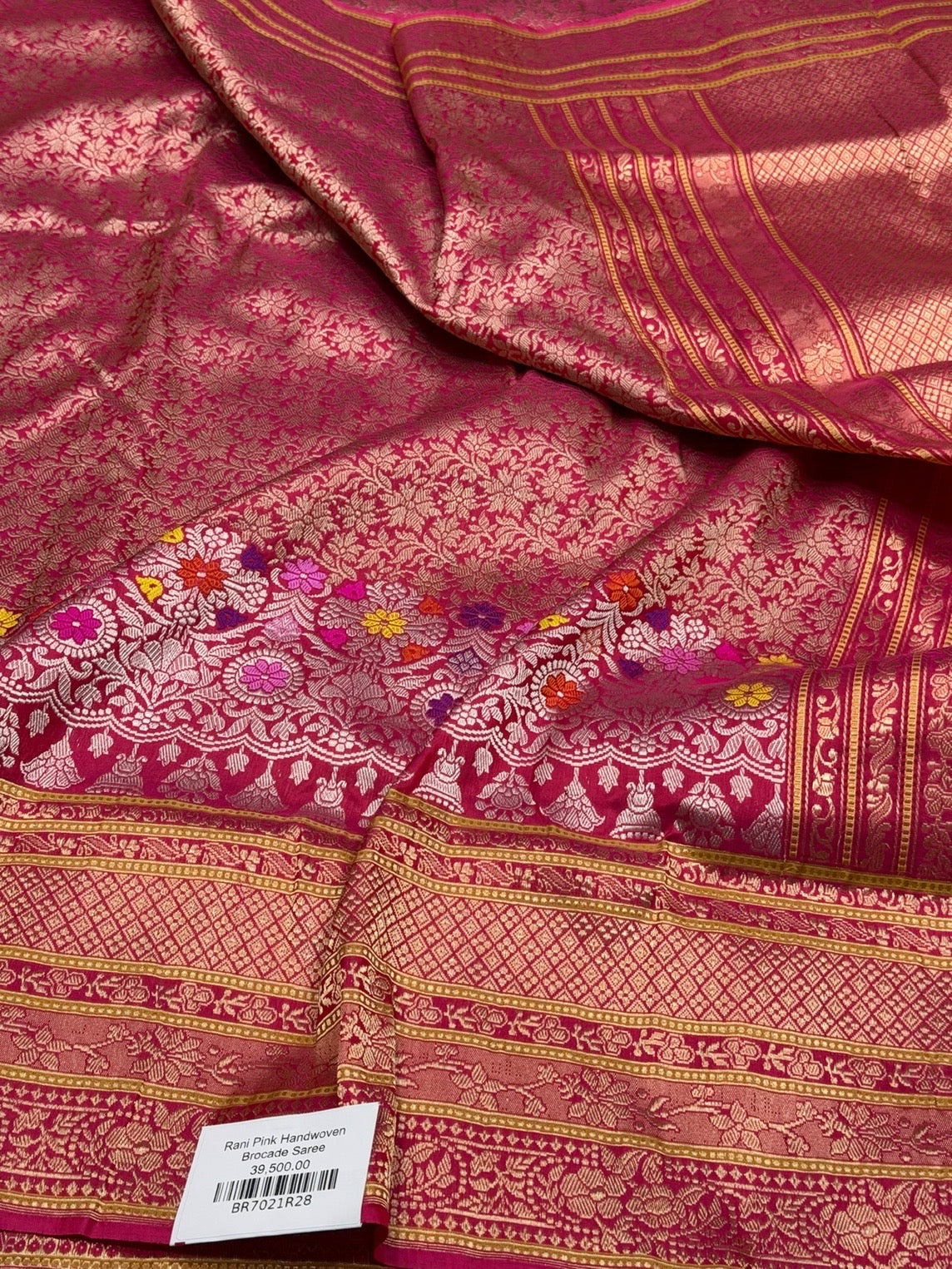 Rani Pink Handwoven Pure Banarasi Silk Saree