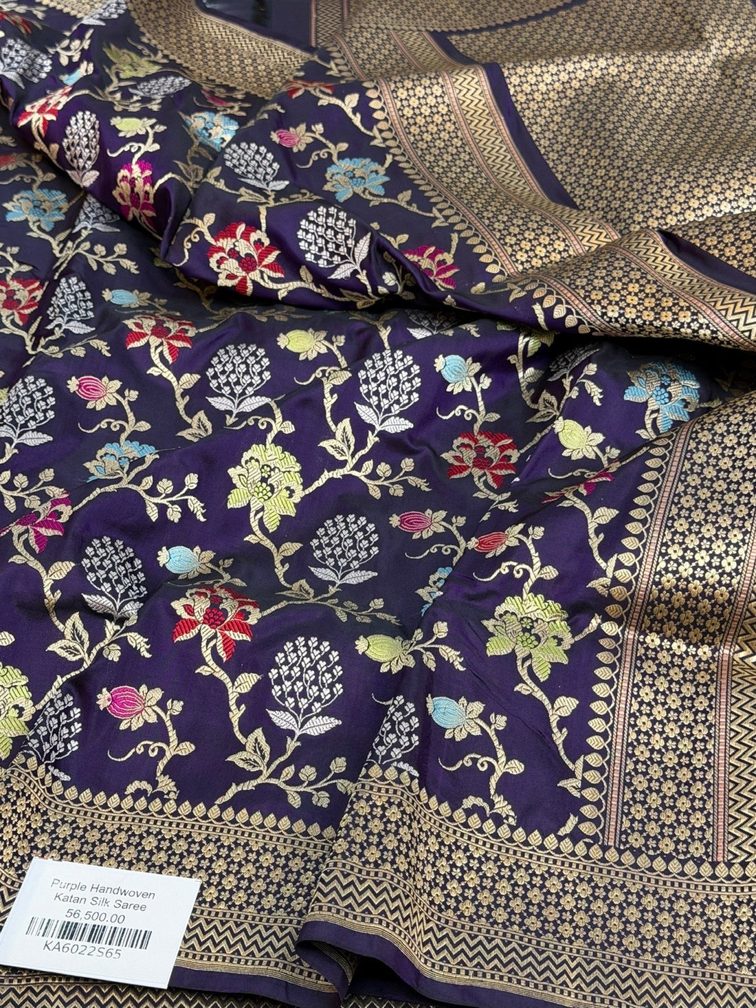 Purple Handwoven Pure Banarasi Silk Saree