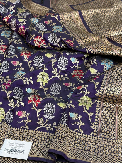 Purple Handwoven Pure Banarasi Silk Saree