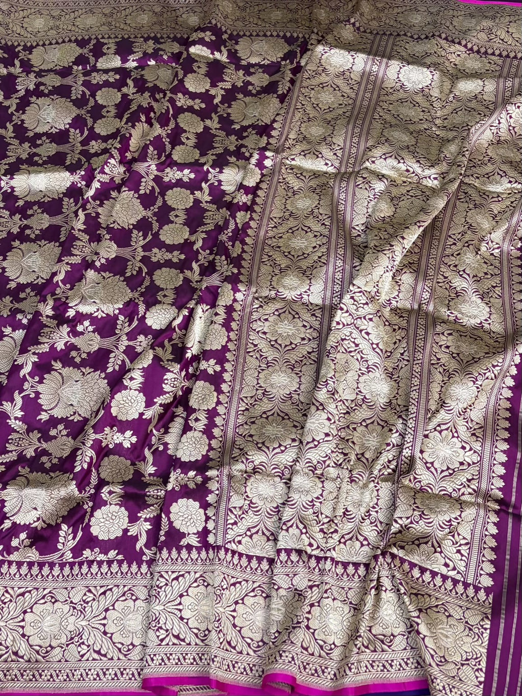 Magenta Handwoven Pure Banarasi Katan Silk Saree
