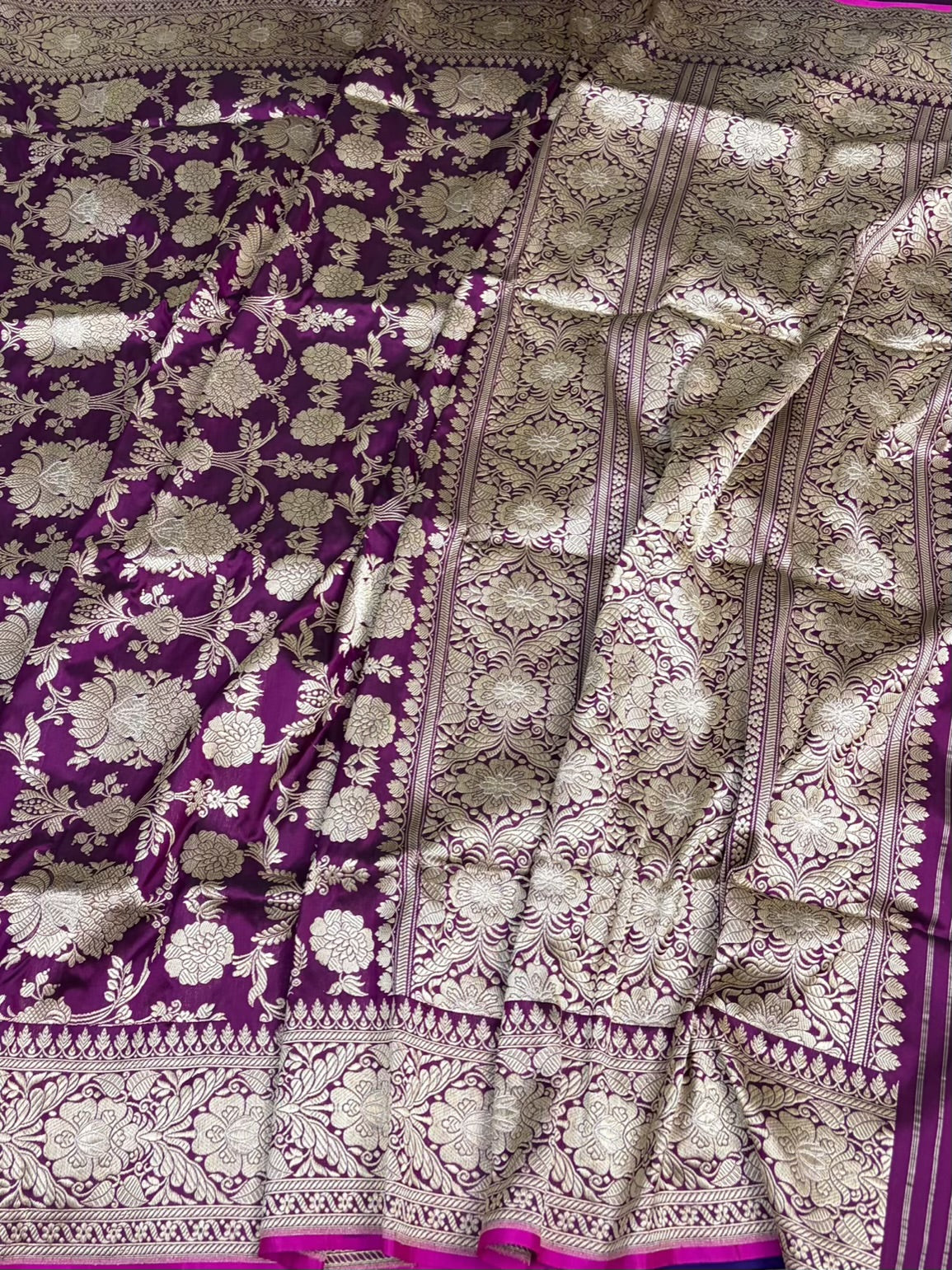 Magenta Handwoven Pure Banarasi Katan Silk Saree