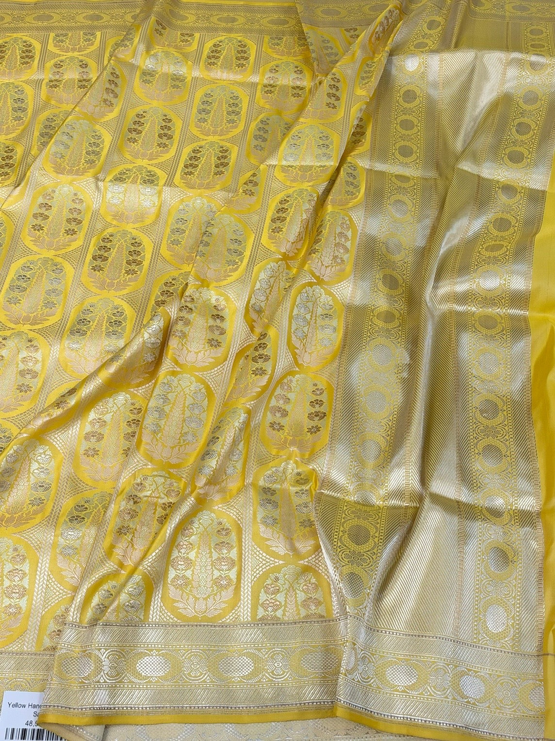 Yellow Handwoven Pure Banarasi Satin Silk Saree