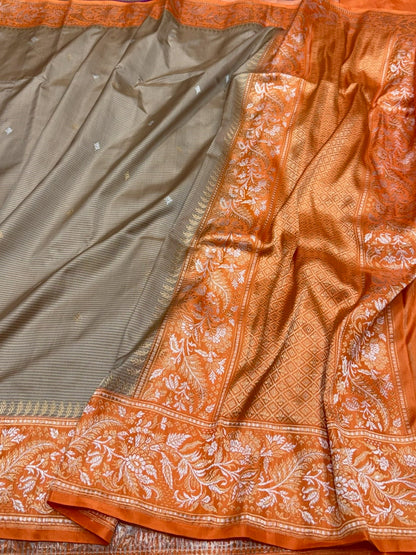 Brown Handwoven Pure Banarasi Ektara Silk Saree