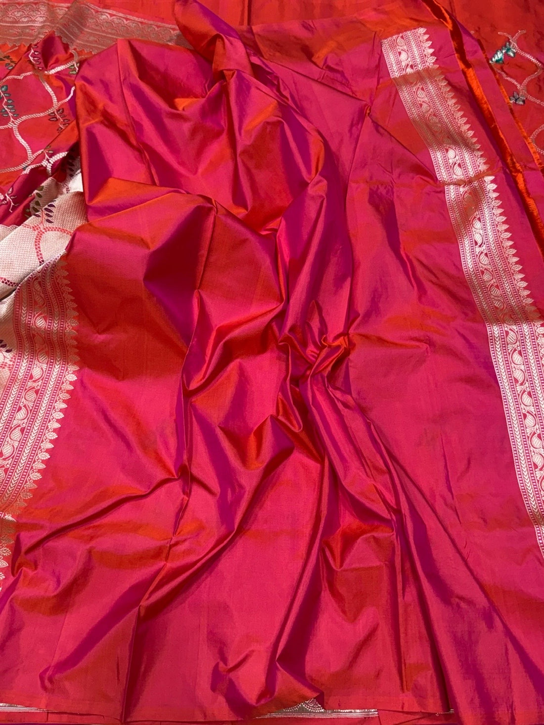 Orangish Pink Handwoven Pure Banarasi Silk Saree