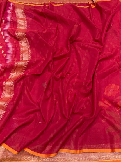 Red Pure Muslin Cotton Jamdani Saree