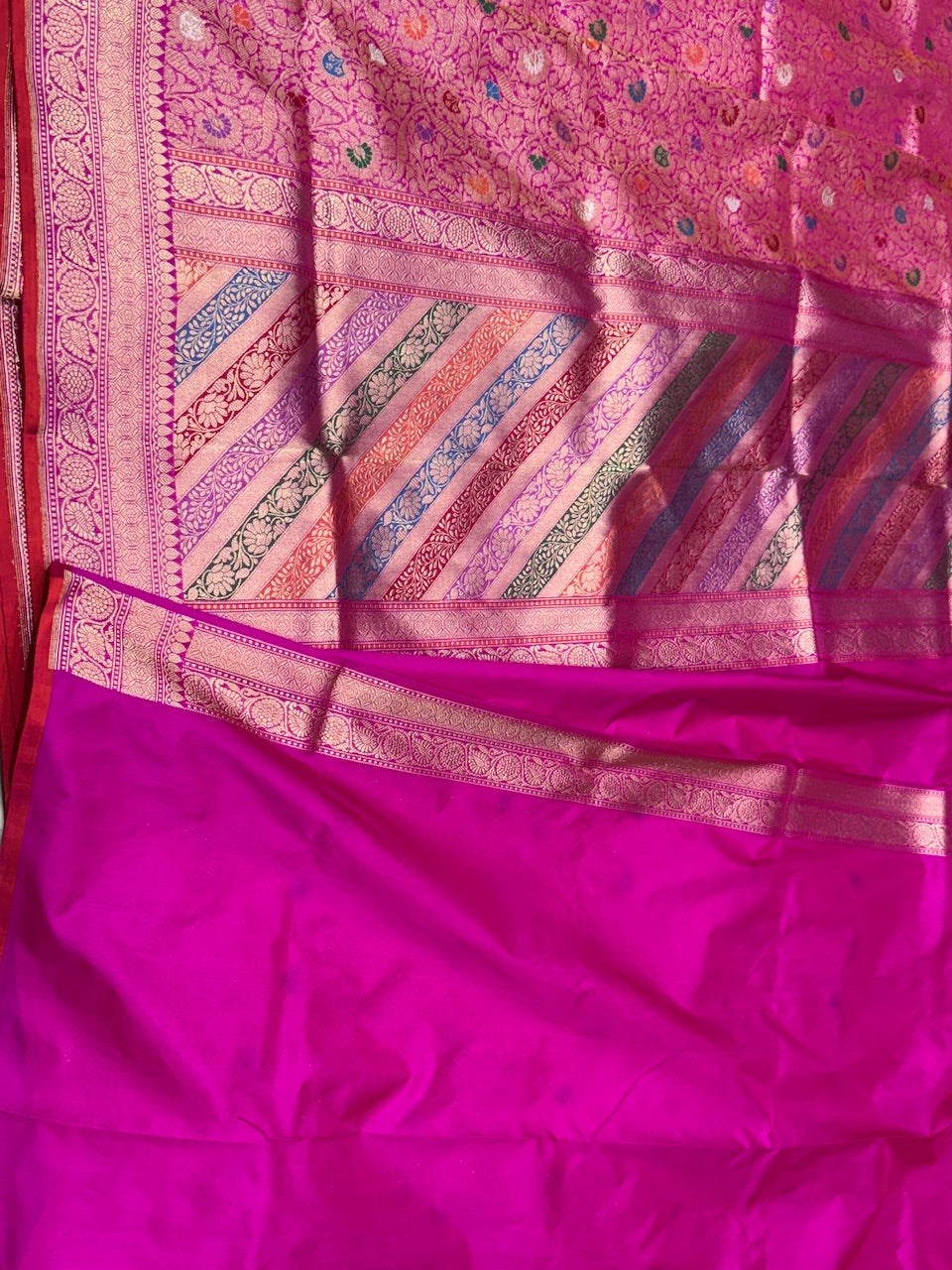 Rani Pink Handwoven Pure Banarasi Brocade Saree