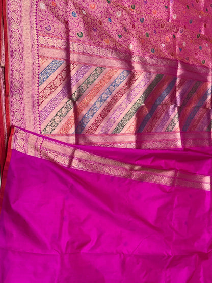 Rani Pink Handwoven Pure Banarasi Brocade Saree