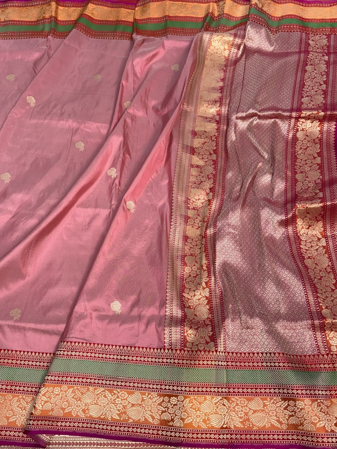 Peach Handwoven Pure Banarasi Silk Saree