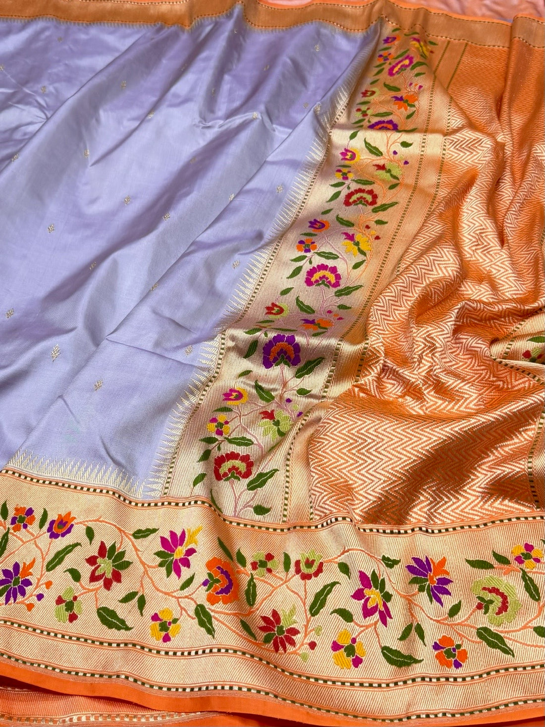 Lavender Handwoven Pure Banarasi Ektara Silk Saree