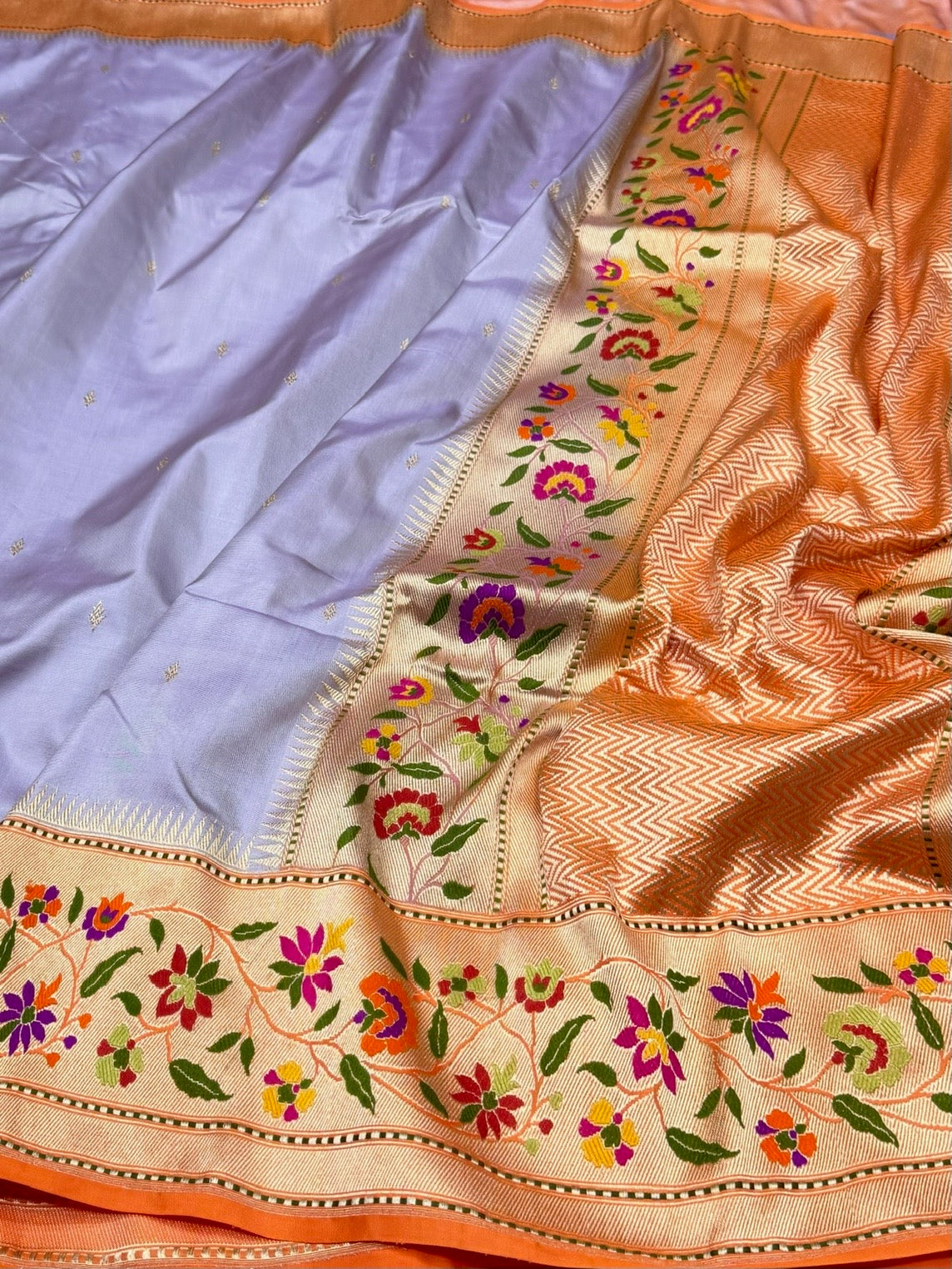 Lavender Handwoven Pure Banarasi Ektara Silk Saree