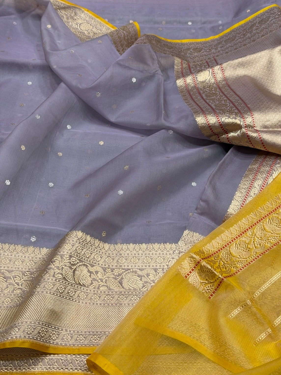 Dusty Lavender Handwoven Pure Organza Silk Saree