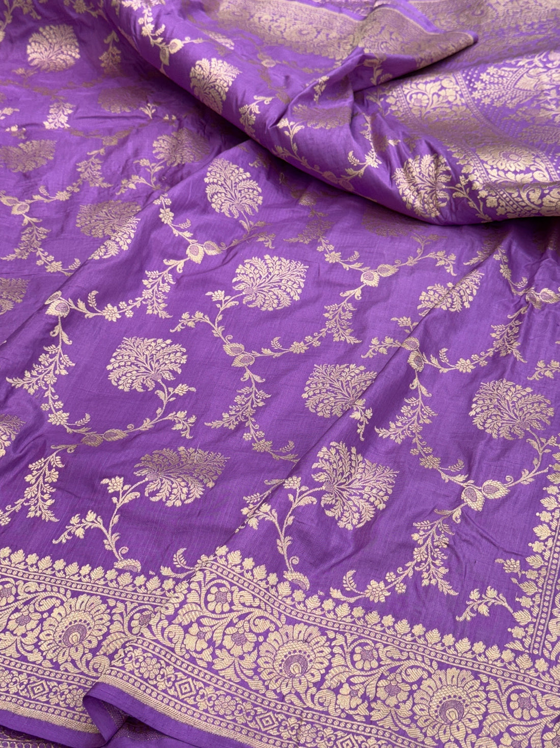 Lavender Pure Banarasi Silk Saree