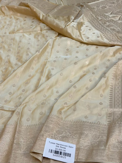 Tussar Handwoven Pure Banarasi Satin Silk Saree