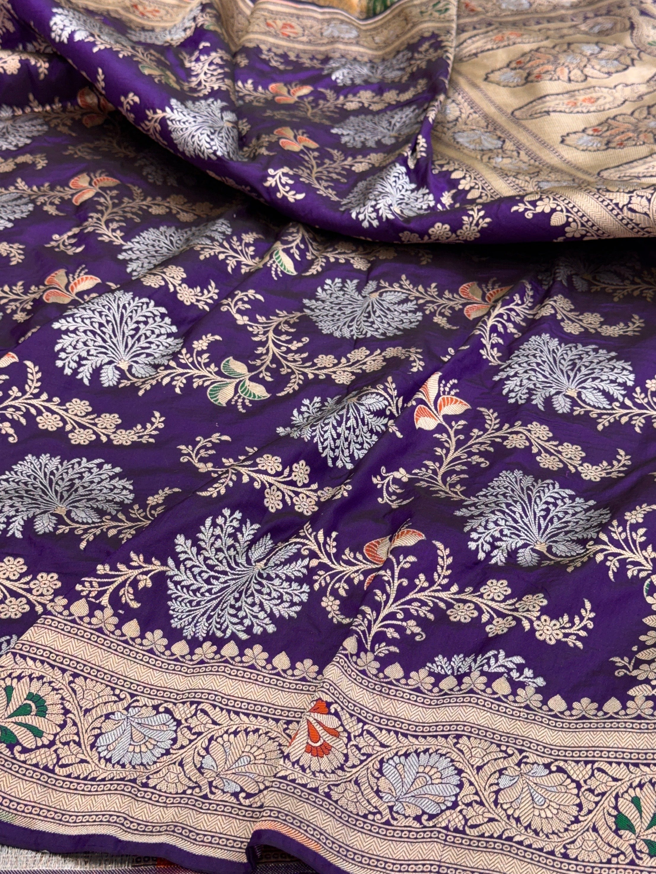 Banarasi Minakari Pure Katan Silk Saree | Pure Silk | Minakari Work | Cutwork Technique | Banarasi Katan Silk Saree