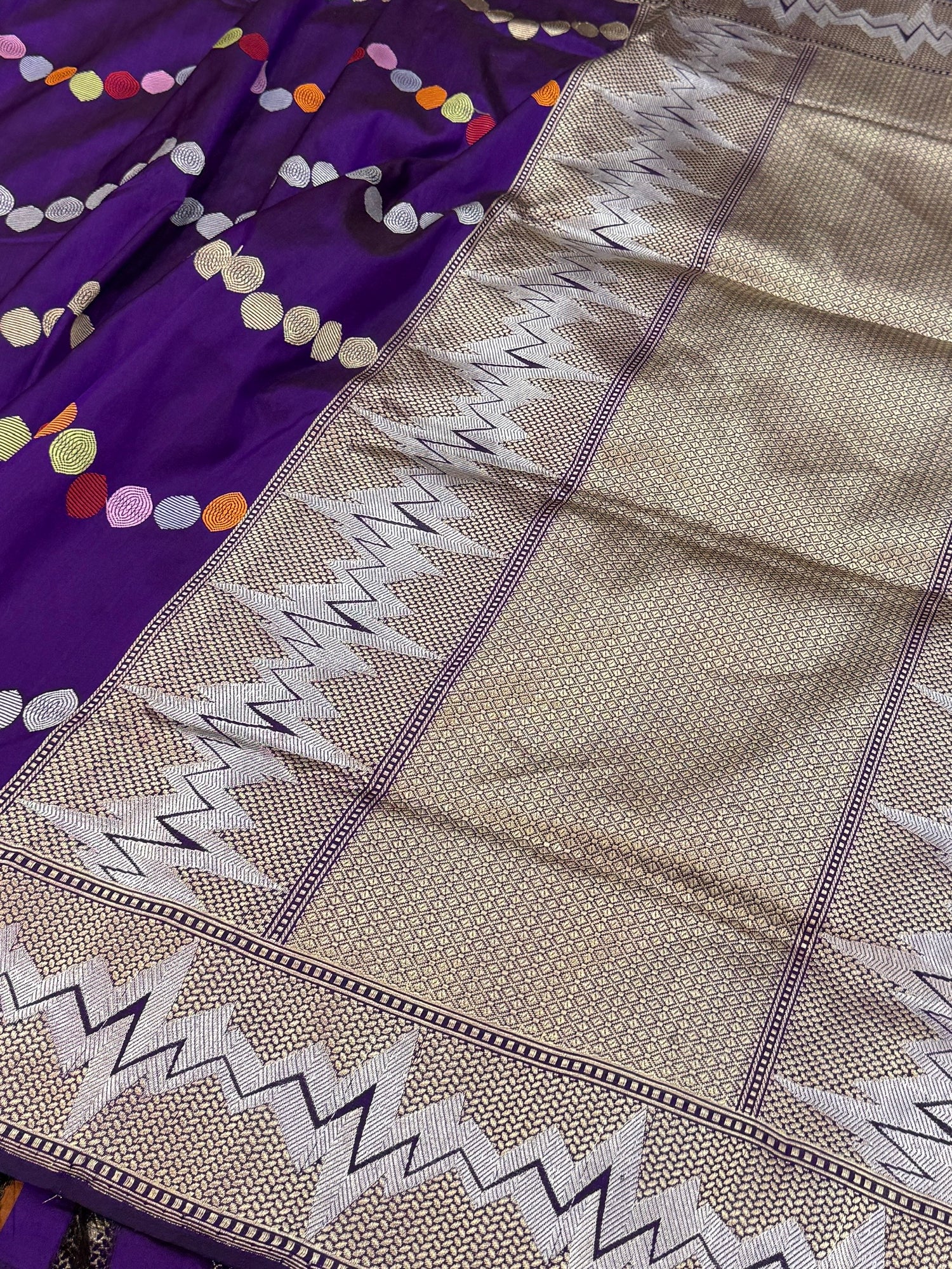 Purple Handwoven Pure Banarasi Silk Saree
