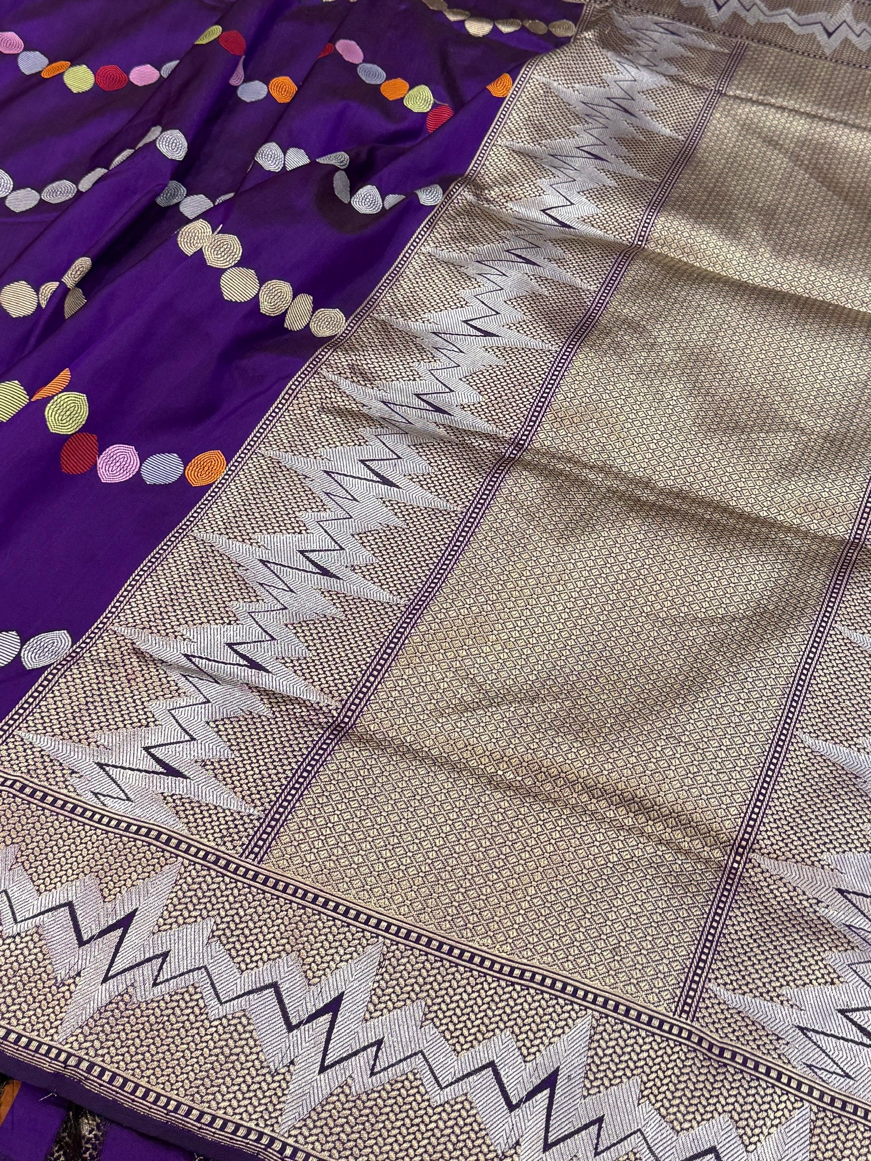 Purple Handwoven Pure Banarasi Silk Saree