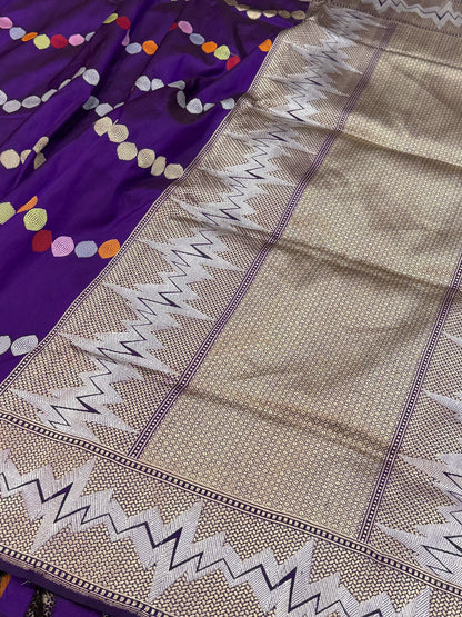 Purple Handwoven Pure Banarasi Silk Saree
