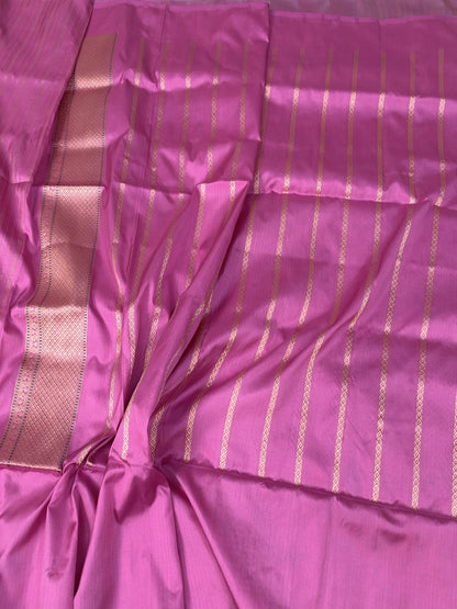 Gajiri Pink Handwoven Pure Banarasi Ektara Silk Saree