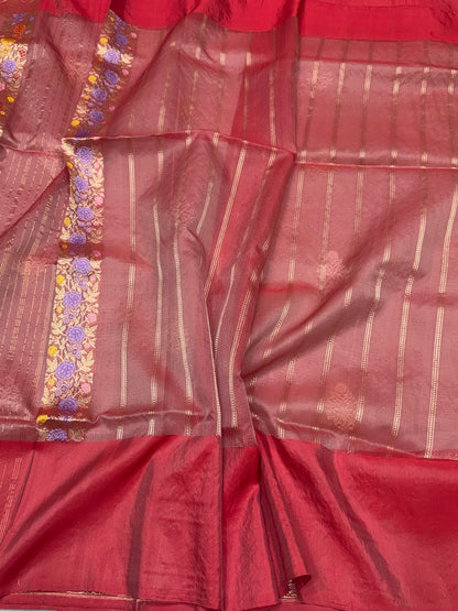 Mauve Handwoven Banarasi Pure Organza Silk Saree
