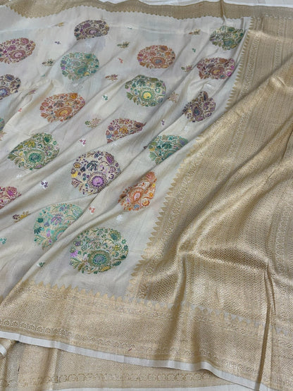 Natural Handwoven Pure Tussar Georgette Saree