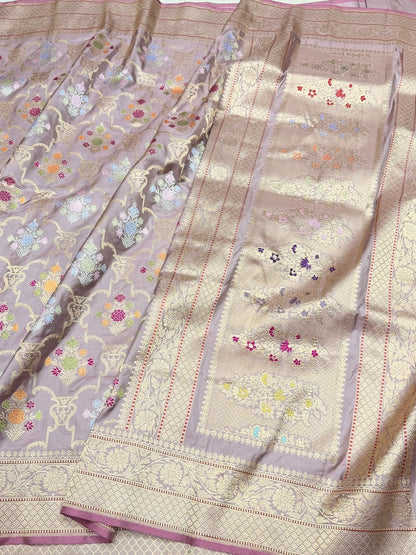 Mauve Handwoven Pure Banarasi Silk Saree