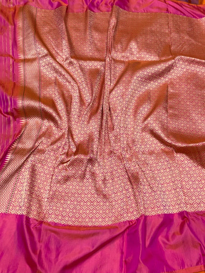 Purple Handwoven Pure Banarasi Ektara Silk Saree